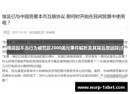魏震因不当行为被罚款2000美元事件解析及其背后原因探讨